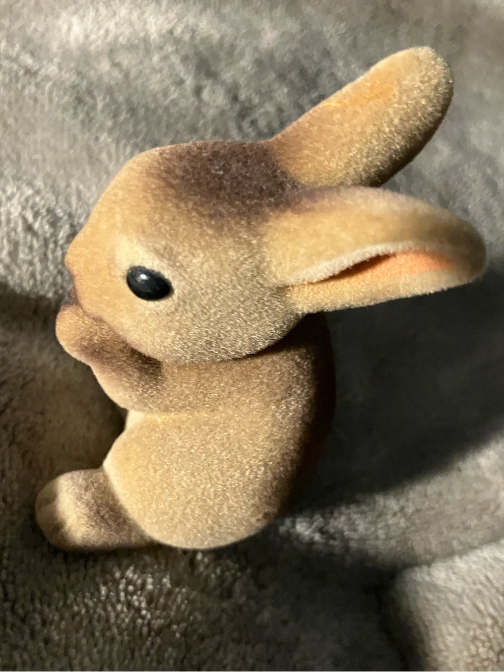 Hallmark Cards Flocked Bunny Tan Rabbit collectible 2-3 inches